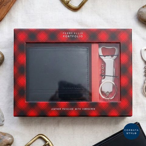 PERRY ELLIS Set Billetera Destapador
